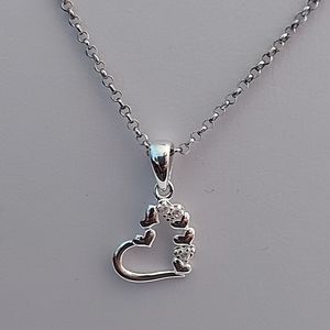Heart Pendant With CZ Simulated Diamonds Necklace